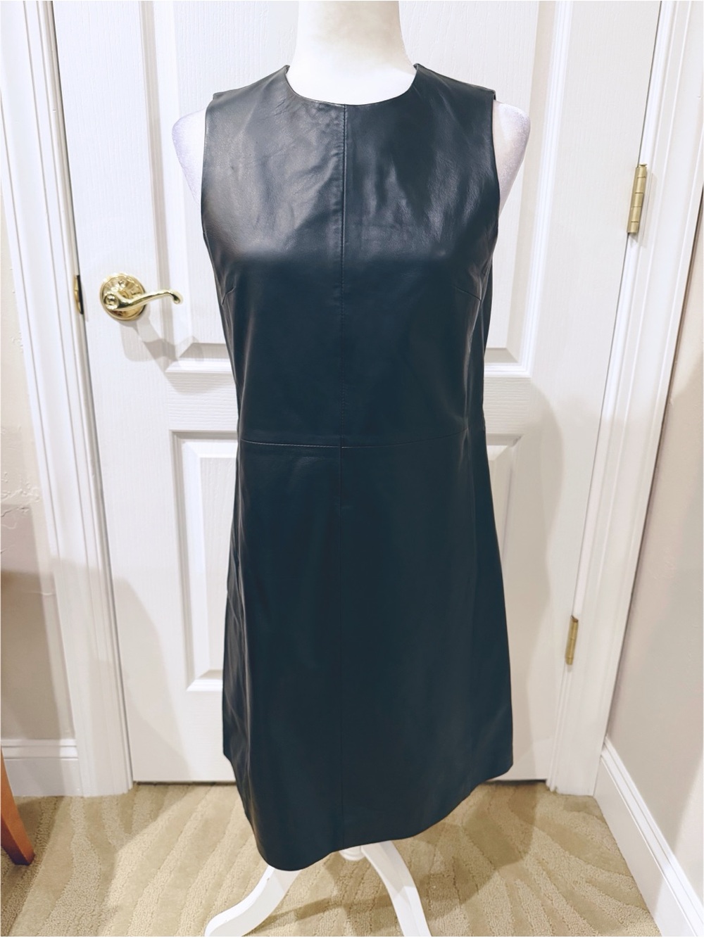 NWT Iris and Ink Dress in Genuine Black Leather with Back Zipper